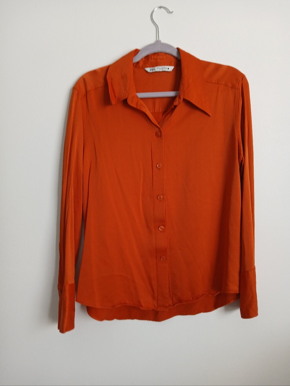 Zara Orange Button Shirt Size XL Viscose Top